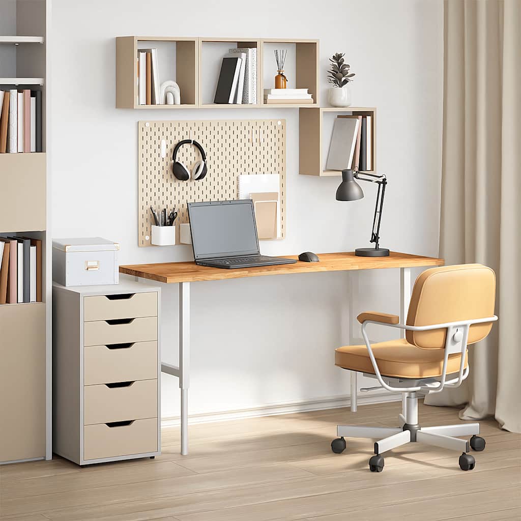 bordplade 140x50x2,5 cm massivt egetræ rektangulær lysebrun