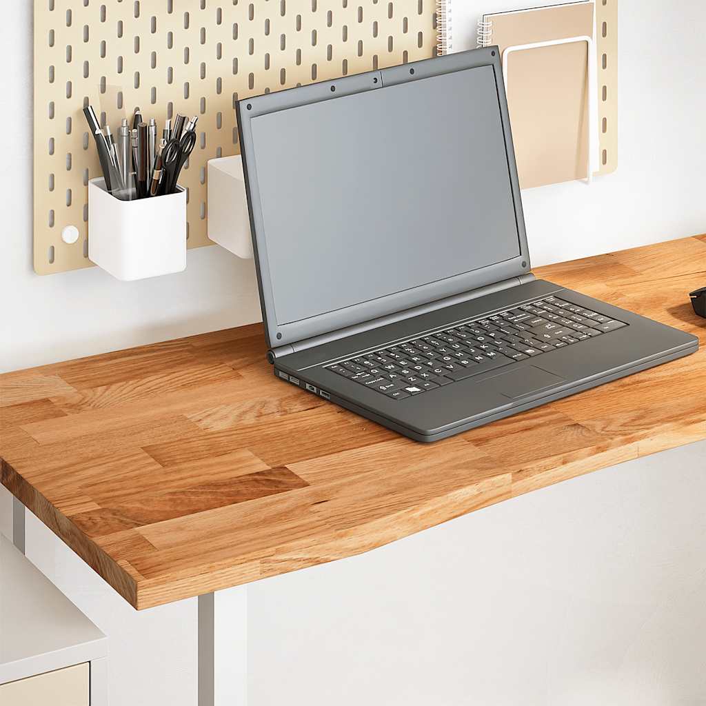 bordplade 140x50x2,5 cm massivt egetræ rektangulær lysebrun