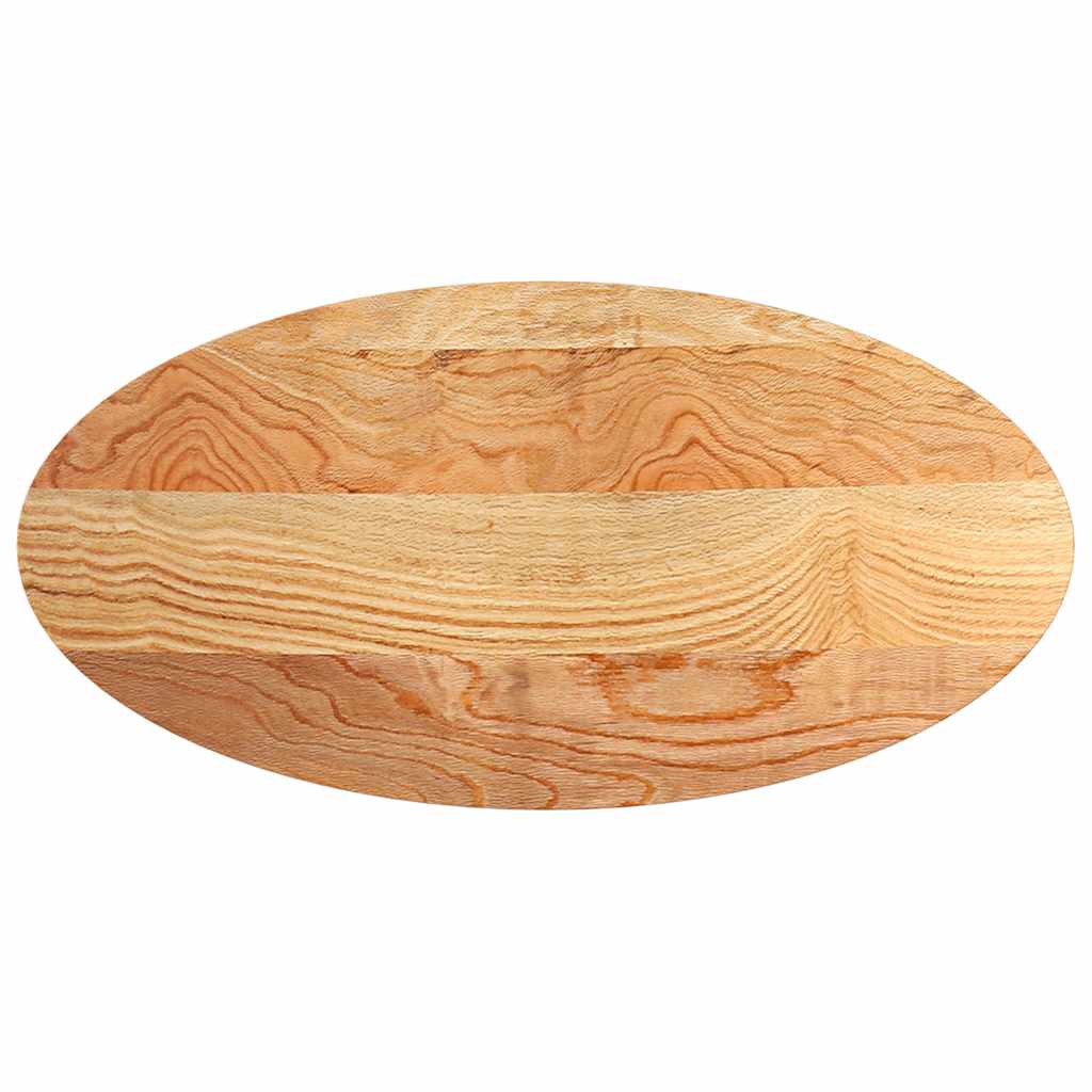 bordplade 120x60x4 cm massivt egetræ oval lysebrun