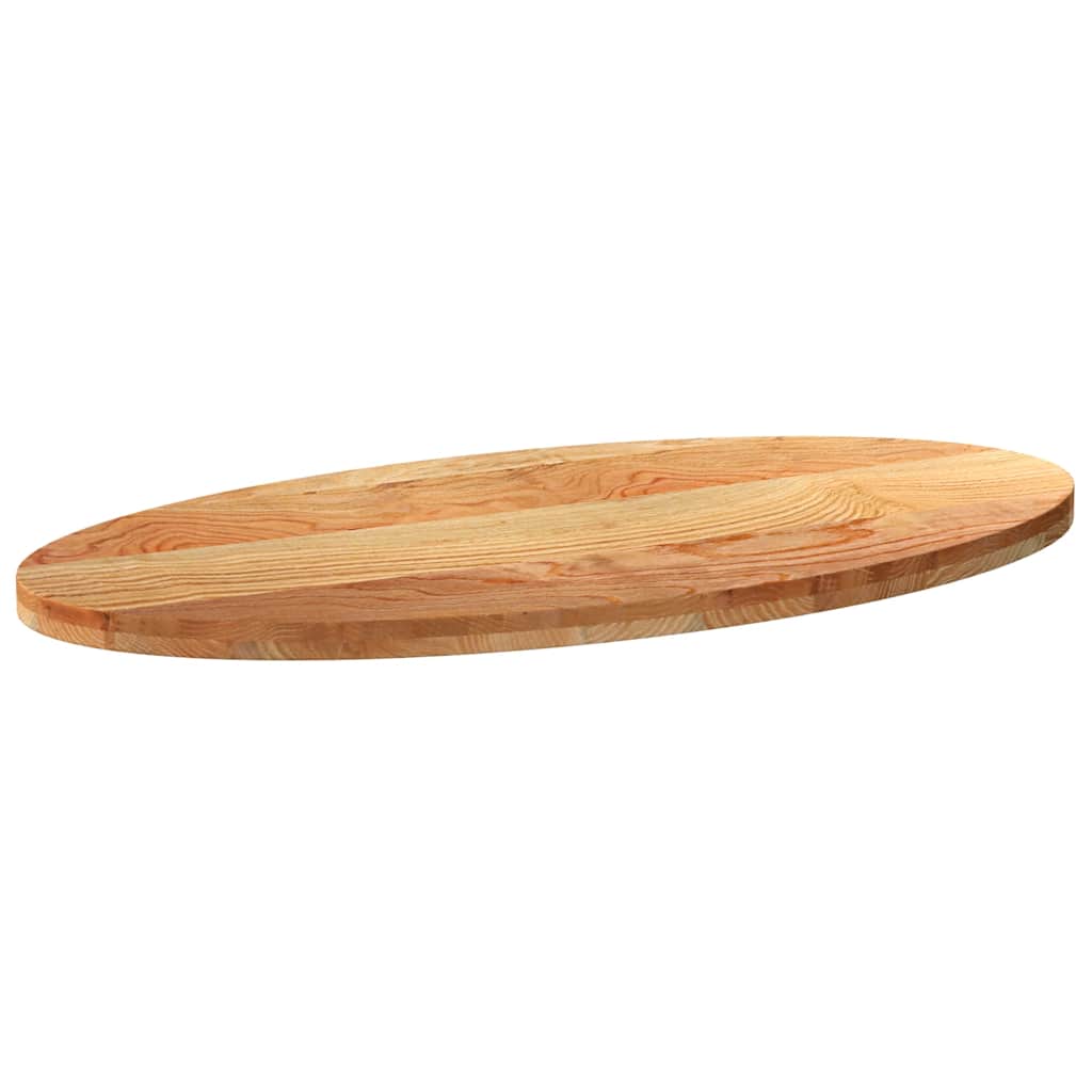 bordplade 120x60x4 cm massivt egetræ oval lysebrun