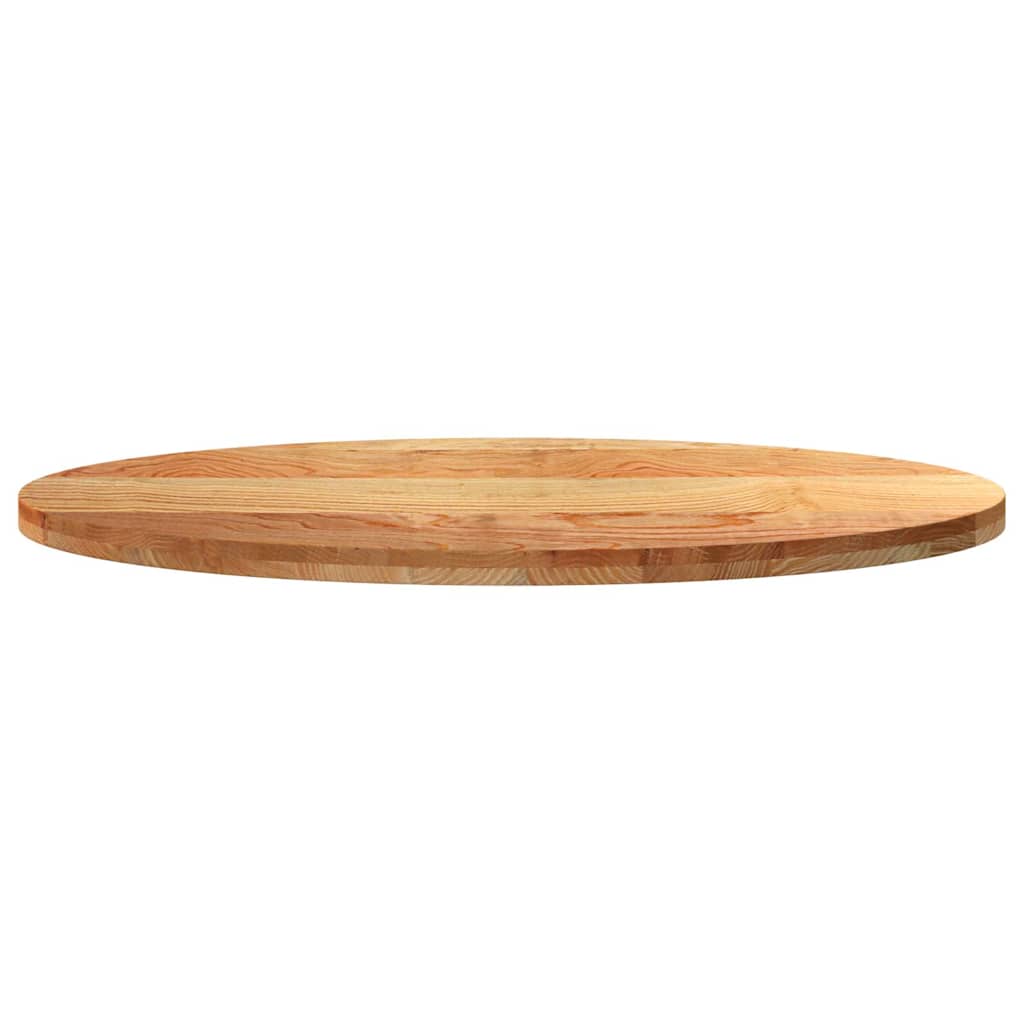 bordplade 120x60x4 cm massivt egetræ oval lysebrun
