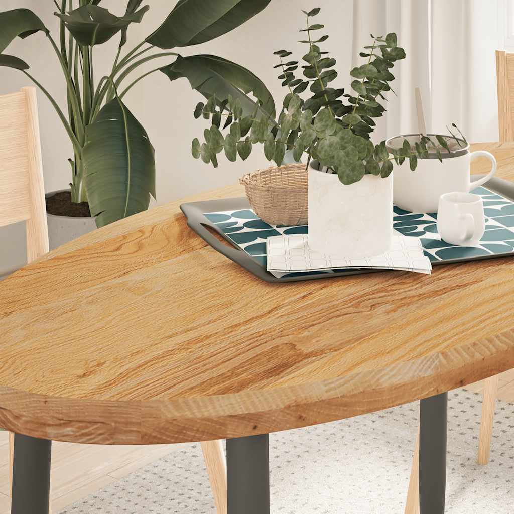 bordplade 120x60x4 cm massivt egetræ oval lysebrun