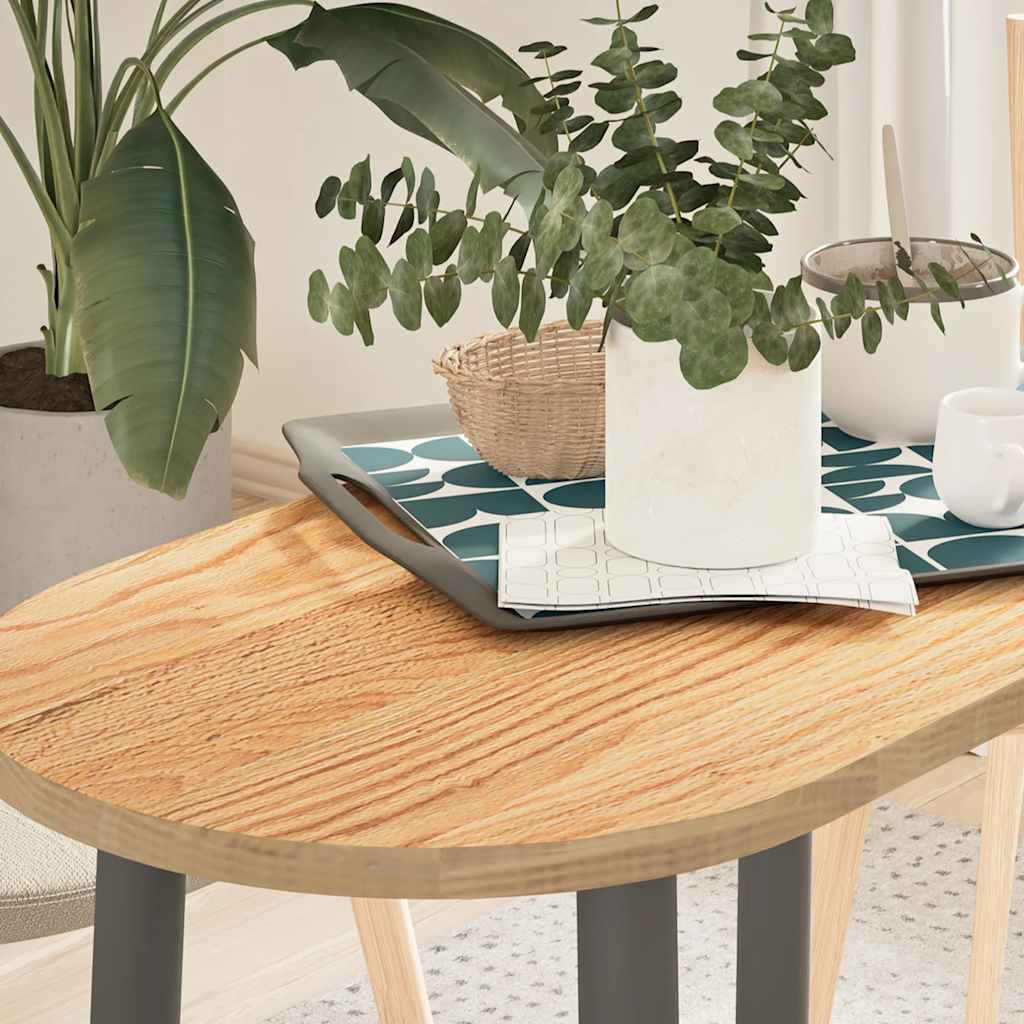 bordplade 80x40x2 cm massivt egetræ oval