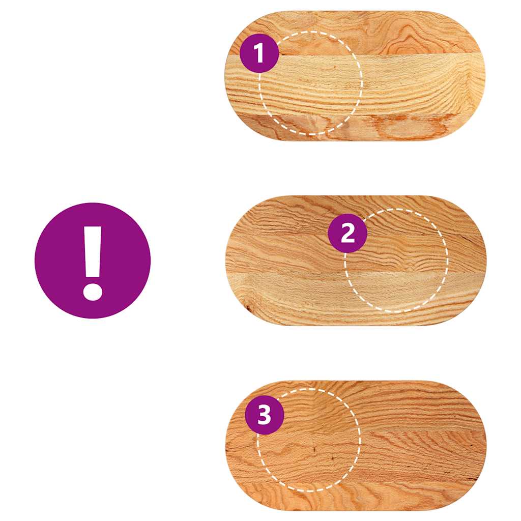bordplade 80x40x4 cm massivt egetræ oval lysebrun