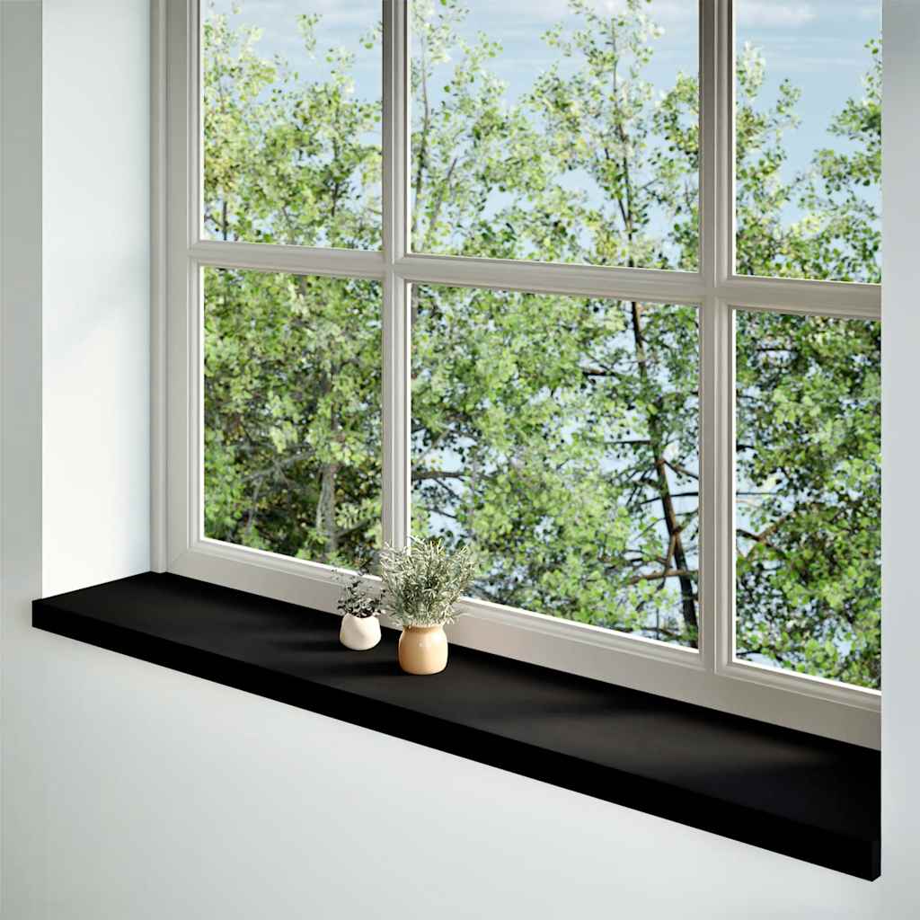 vindueskarme 2 stk brunsort 140x30x2 cm massivt egetræ