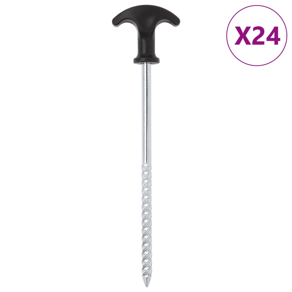 teltpløkker 24 stk. 20 cm Ø7 mm galvaniseret stål