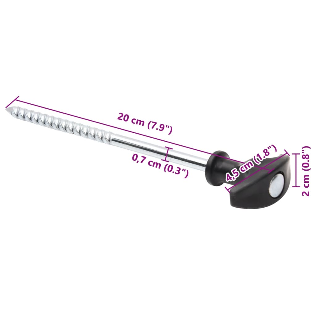 teltpløkker 24 stk. 20 cm Ø7 mm galvaniseret stål