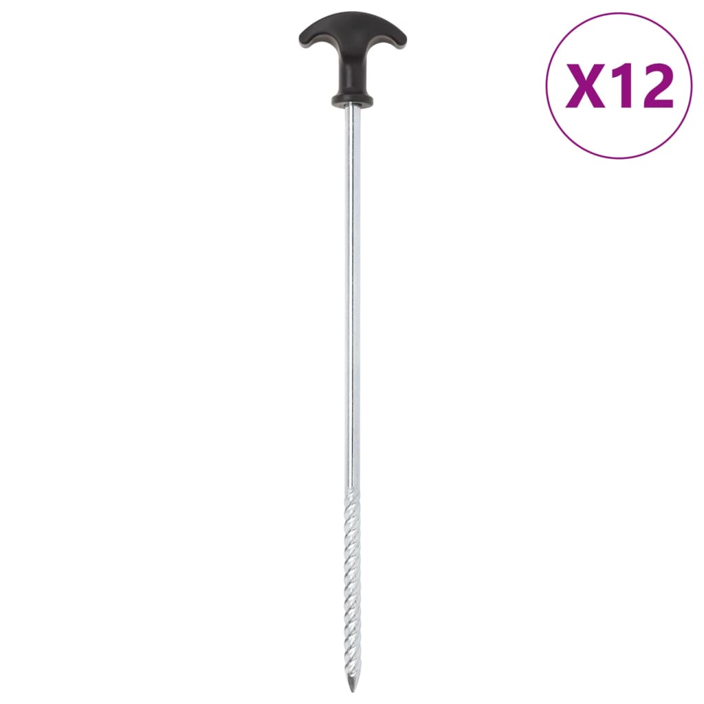 teltpløkker 12 stk. 30 cm Ø7 mm galvaniseret stål