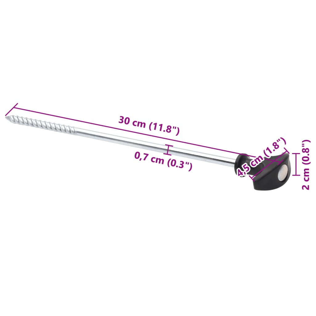 teltpløkker 12 stk. 30 cm Ø7 mm galvaniseret stål