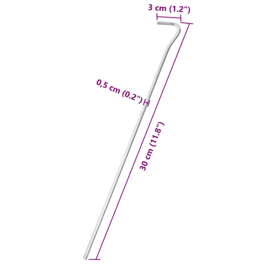 teltpløkker 50 stk. 30 cm Ø5 mm galvaniseret stål