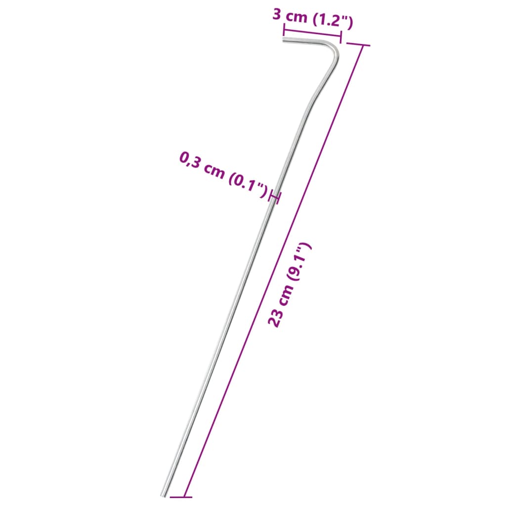 teltpløkker 25 stk. 23 cm Ø3 mm galvaniseret stål