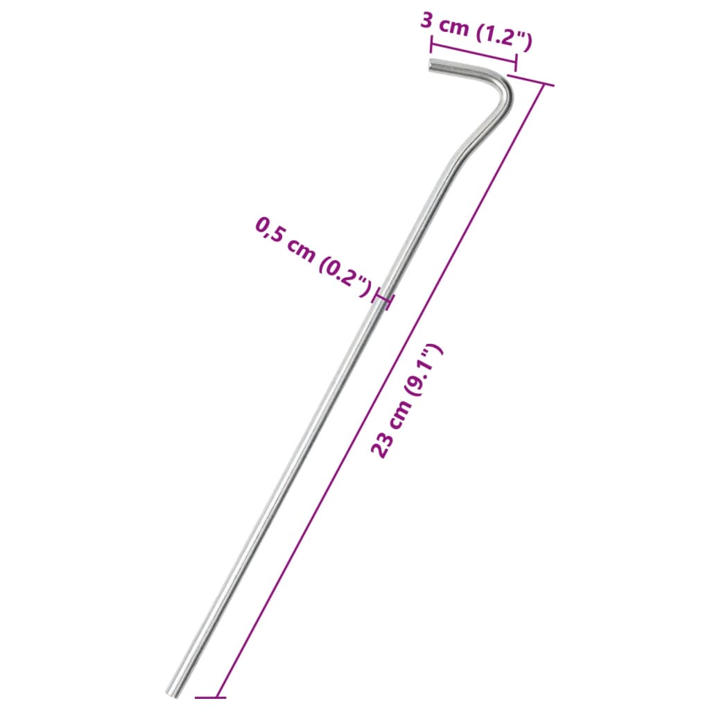 teltpløkker 50 stk. 23 cm Ø5 mm galvaniseret stål