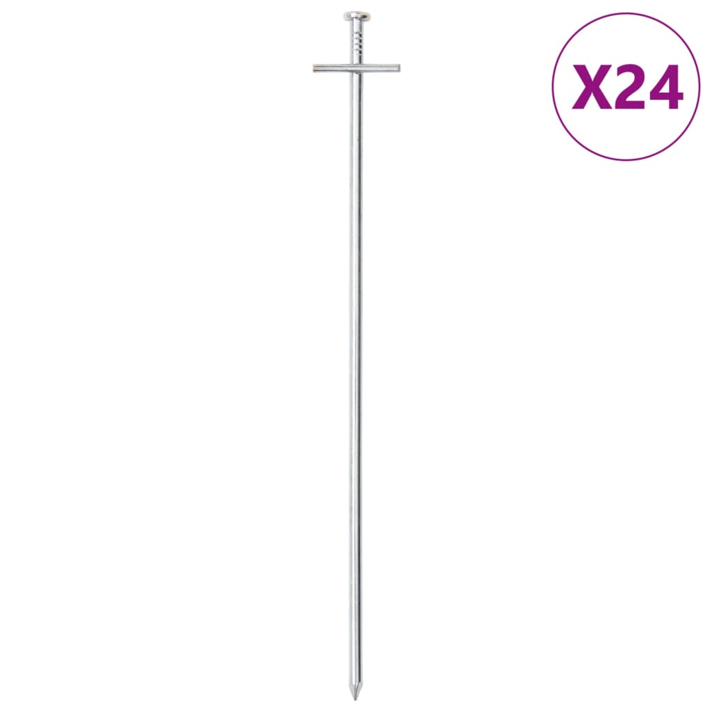 teltpløkker 24 stk. 29,5 cm Ø6 mm galvaniseret stål