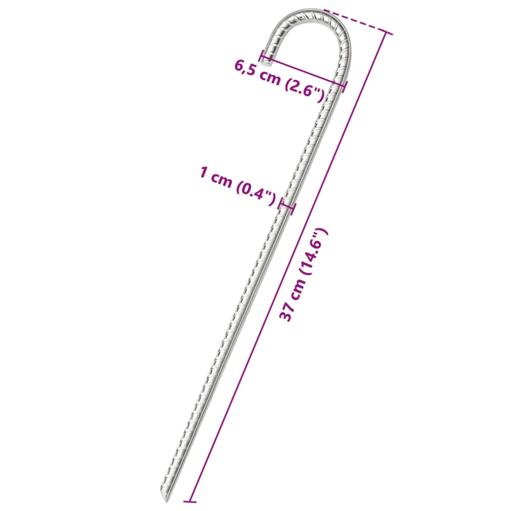 teltpløkker 6 stk. 37 cm Ø10 mm galvaniseret stål