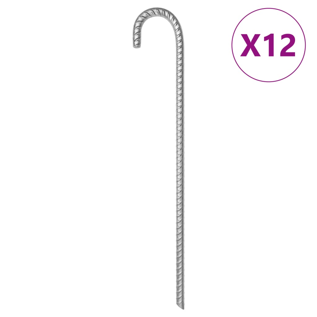 teltpløkker 12 stk. 41,5 cm Ø12 mm galvaniseret stål