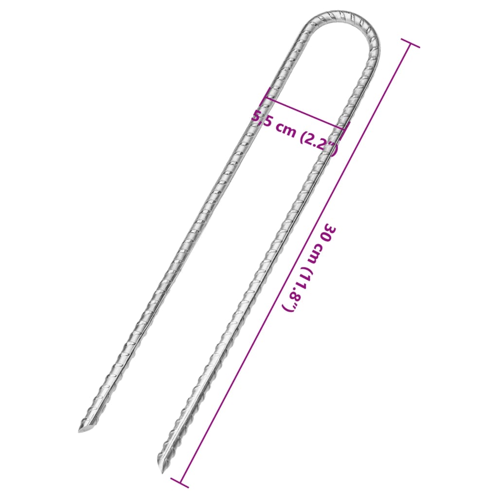 teltpløkker 6 stk. U-form 30 cm Ø8,5 mm galvaniseret stål