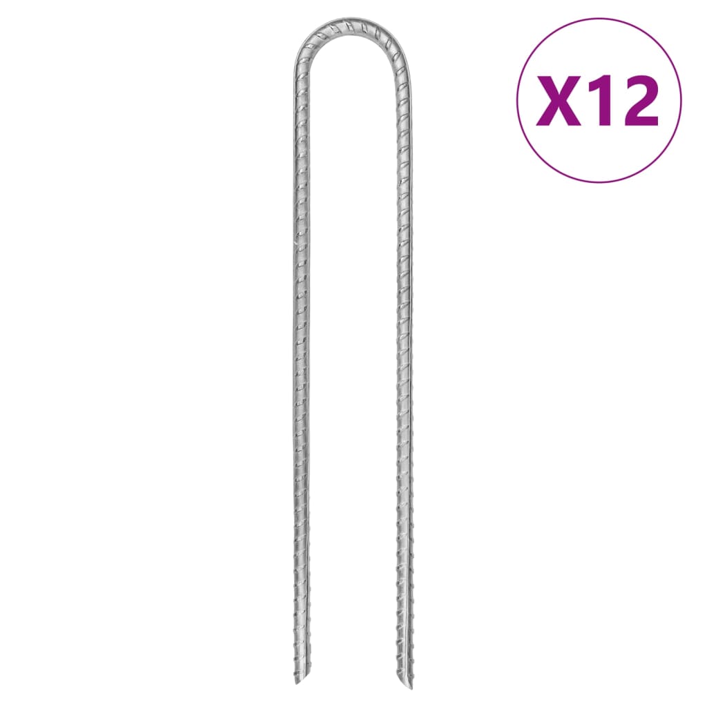 teltpløkker 12 stk. U-form 30 cm Ø8,5 mm galvaniseret stål