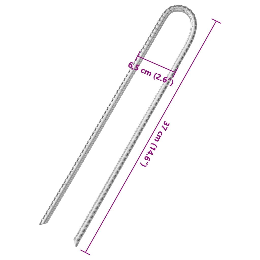 teltpløkker 12 stk. V-facon 37 cm Ø11,3 mm galvaniseret stål