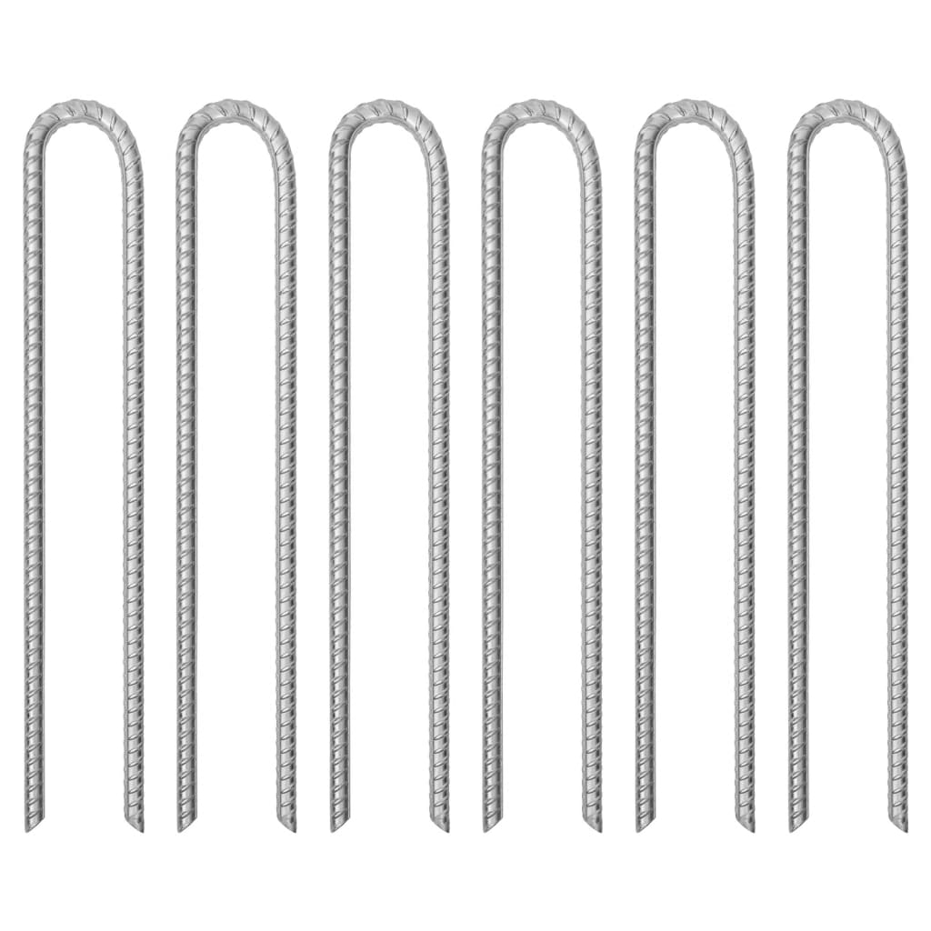 teltpløkker 6 stk. U-form 41,5 cm Ø13 mm galvaniseret stål