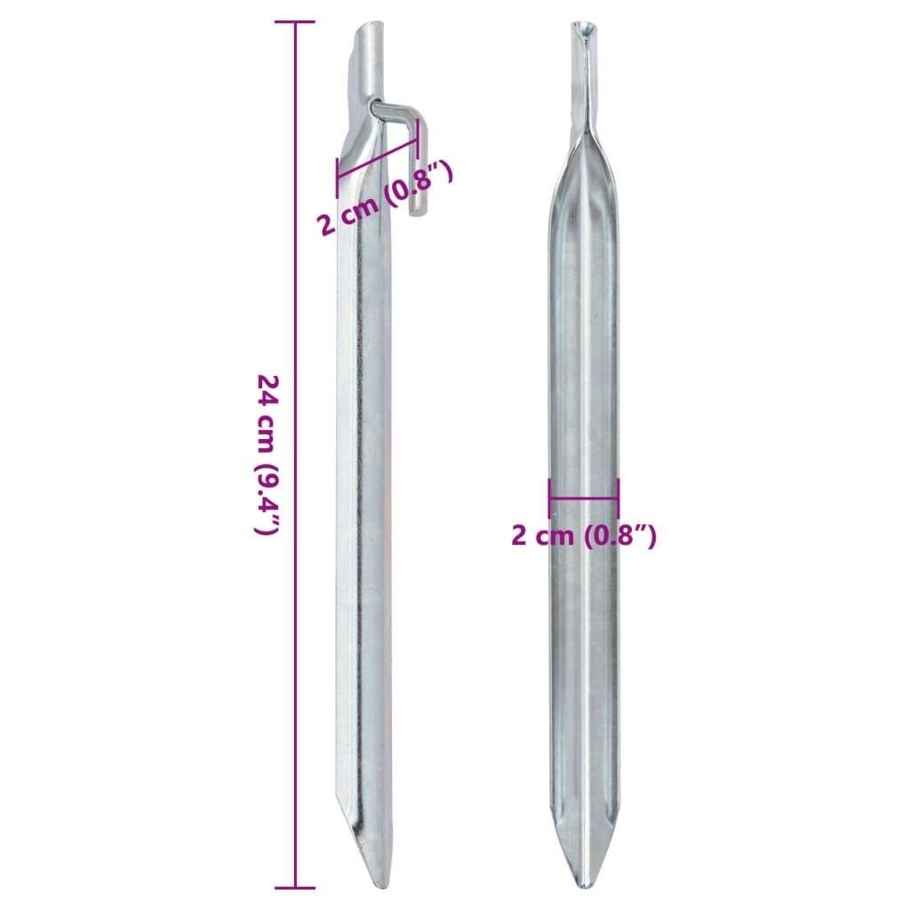 teltpløkker 24 stk. V-facon 24 cm Ø20 mm galvaniseret stål