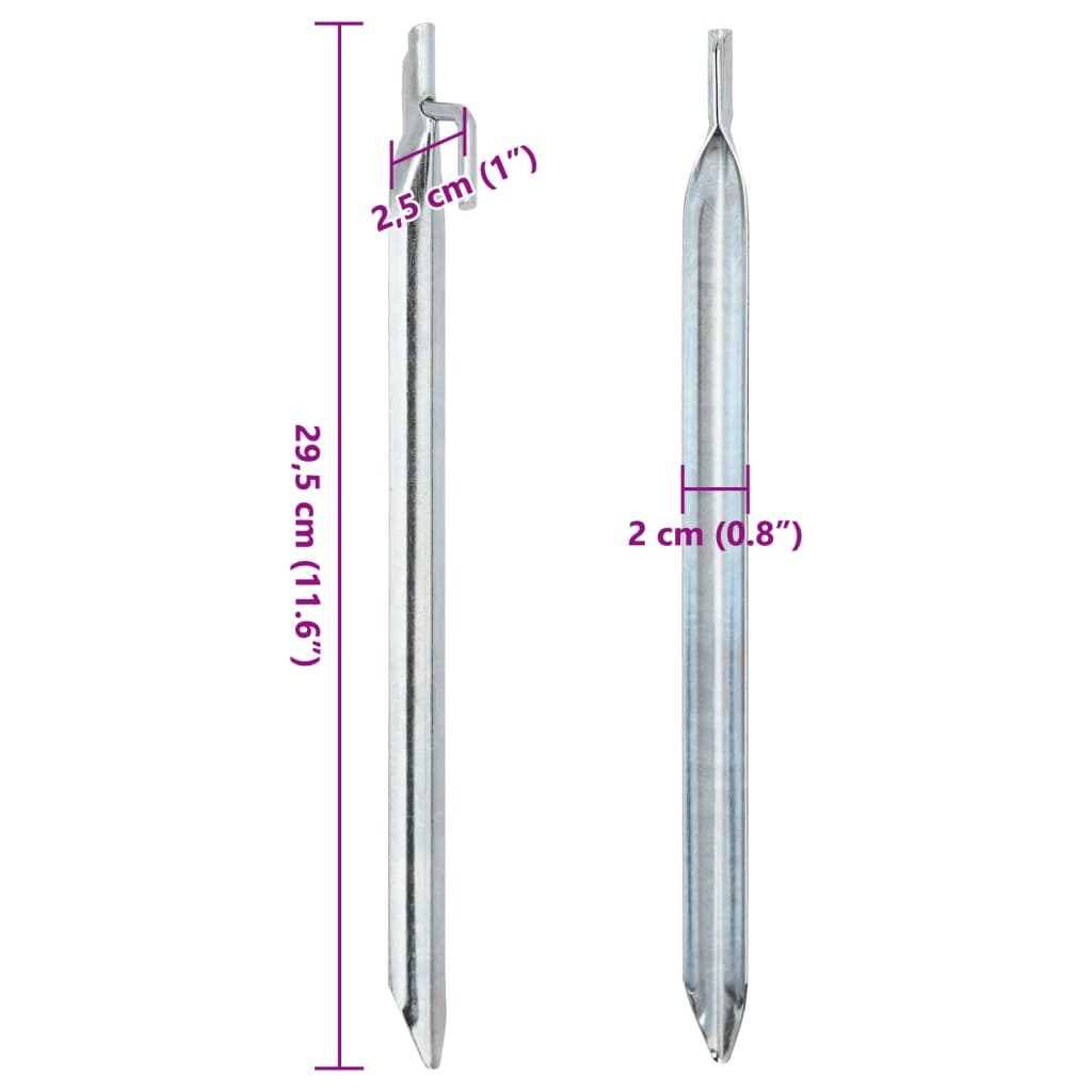teltpløkker 24 stk. V-facon 29,5 cm Ø20 mm galvaniseret stål
