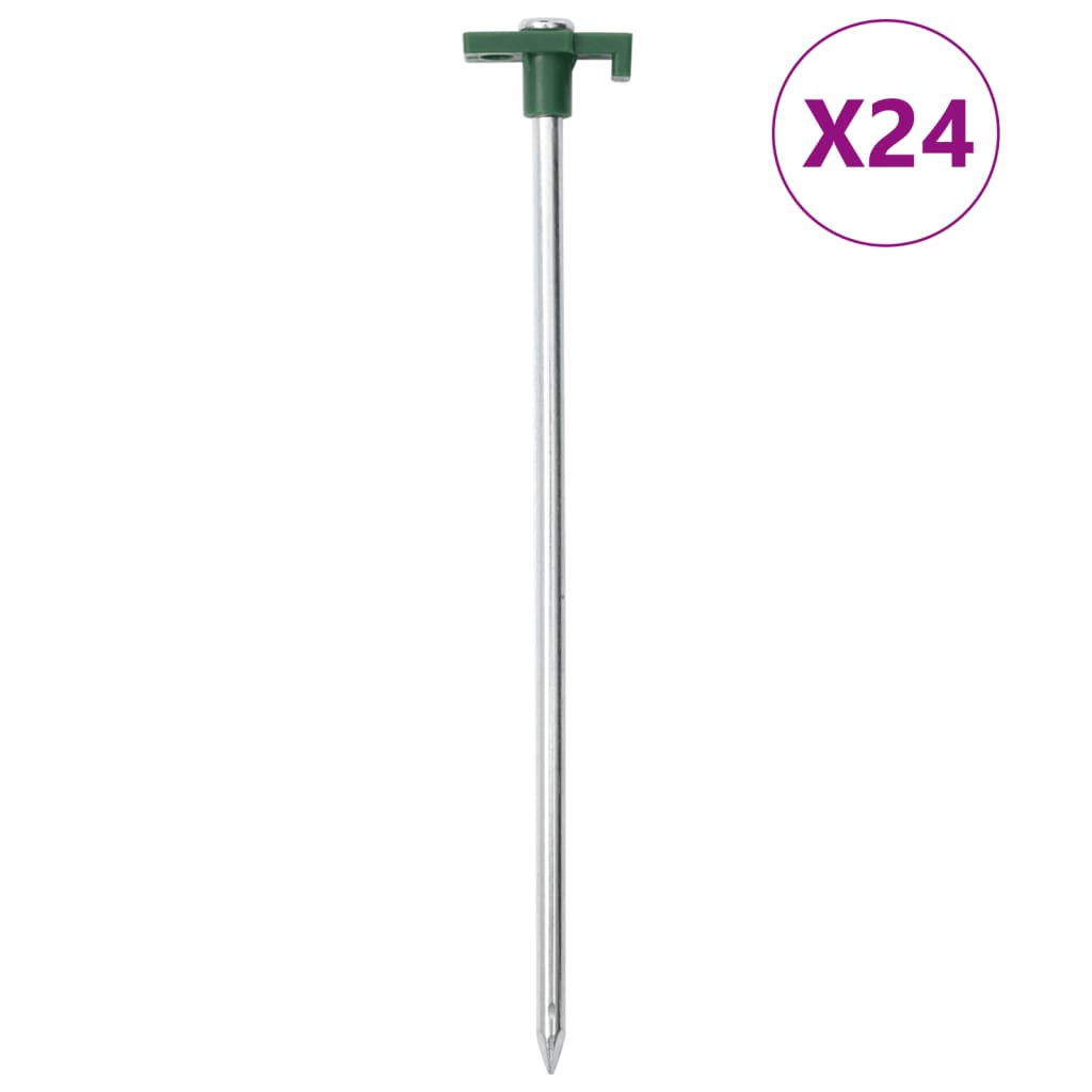teltpløkker 24 stk. 25 cm 7 mm galvaniseret stål og PP