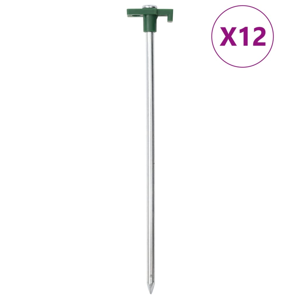 teltpløkker 12 stk. 25 cm 7 mm galvaniseret stål og PP