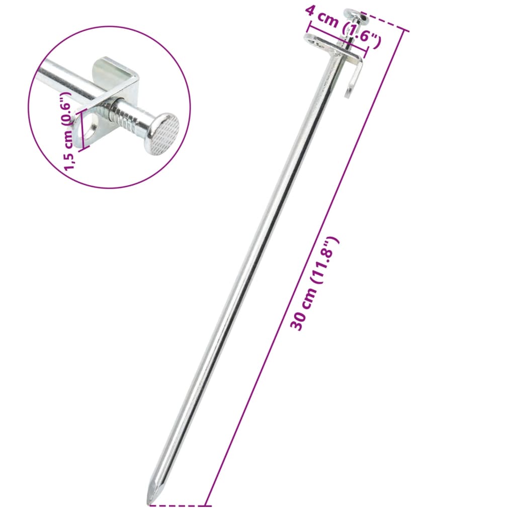 teltpløkker 24 stk. 30 cm 8 mm galvaniseret stål