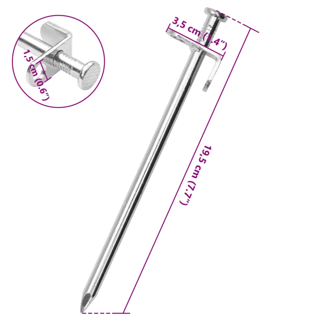 teltpløkker 24 stk. 19,5 cm 8 mm galvaniseret stål