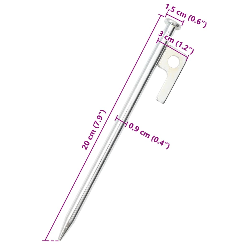 teltpløkker 24 stk. 20 cm 9 mm galvaniseret stål