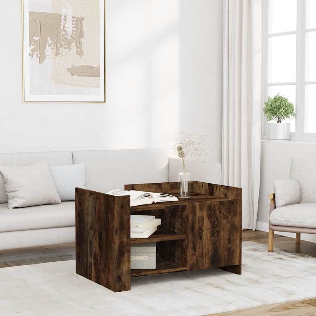 sofabord 80x50x50 cm konstrueret træ røget egetræsfarve
