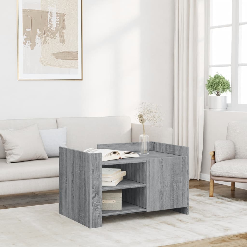 sofabord 80x50x50 cm konstrueret træ grå sonoma-eg