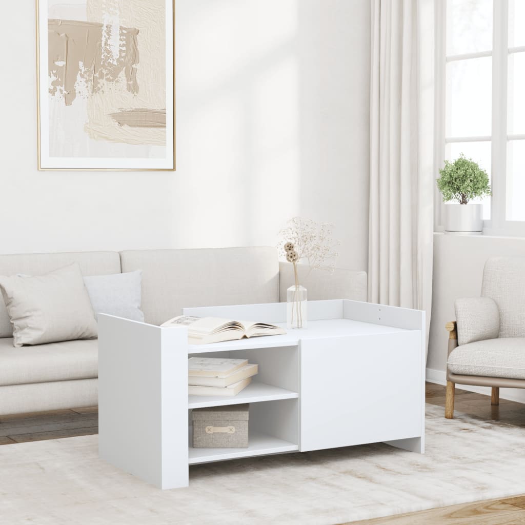 sofabord 100x50x50 cm konstrueret træ hvid