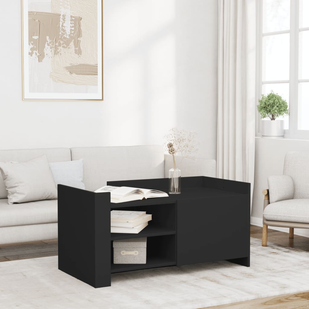 sofabord 100x50x50 cm konstrueret træ sort
