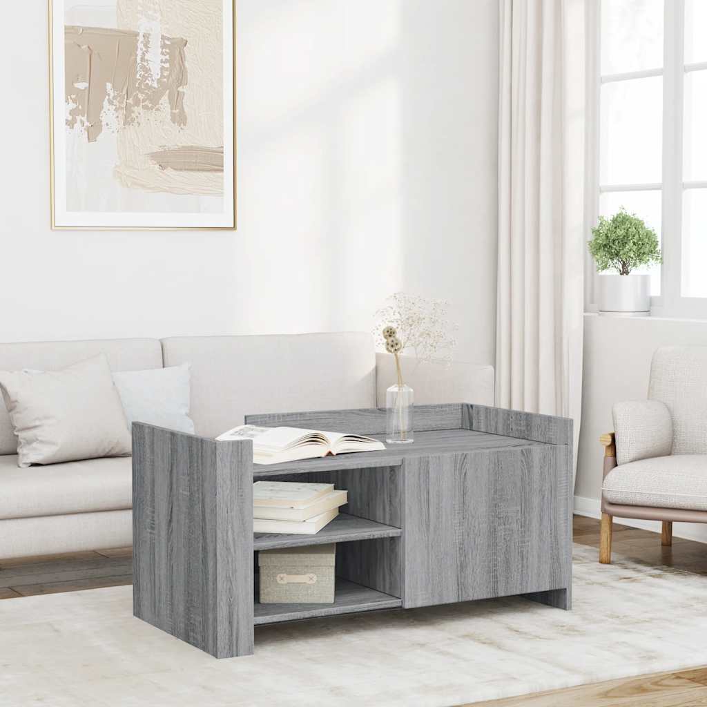 sofabord 100x50x50 cm konstrueret træ grå sonoma-eg