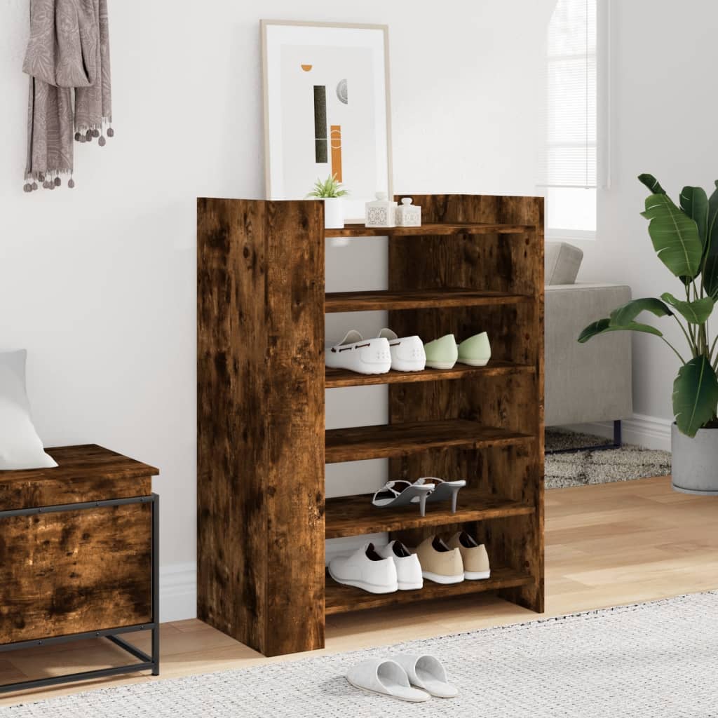 skoreol 74,5x37,5x100 cm konstrueret træ røget egetræsfarve