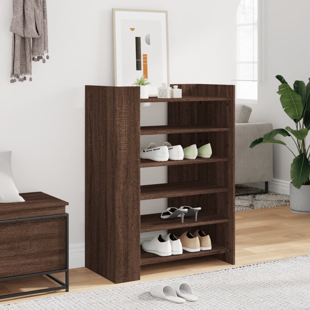skoreol 74,5x37,5x100 cm konstrueret træ brun egetræsfarve