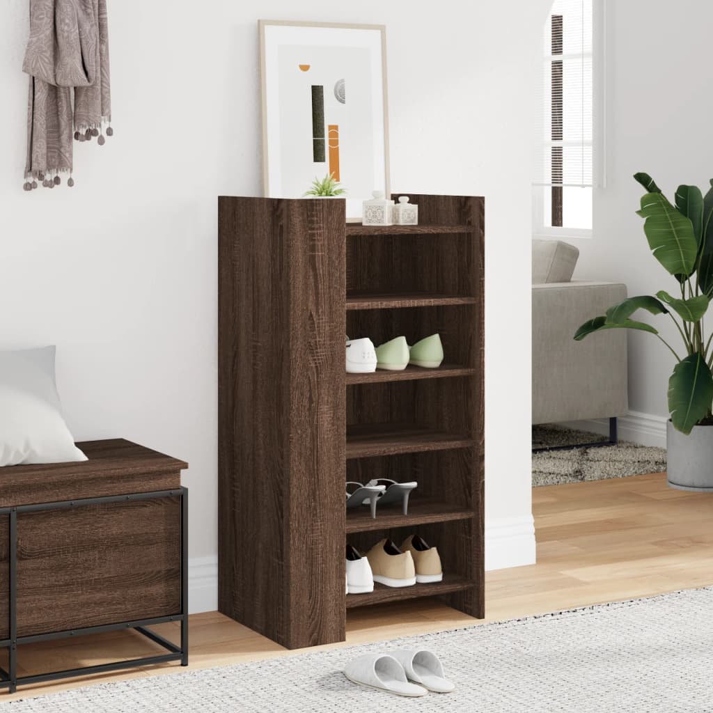 skoskab 52x37,5x100 cm konstrueret træ brun egetræsfarve