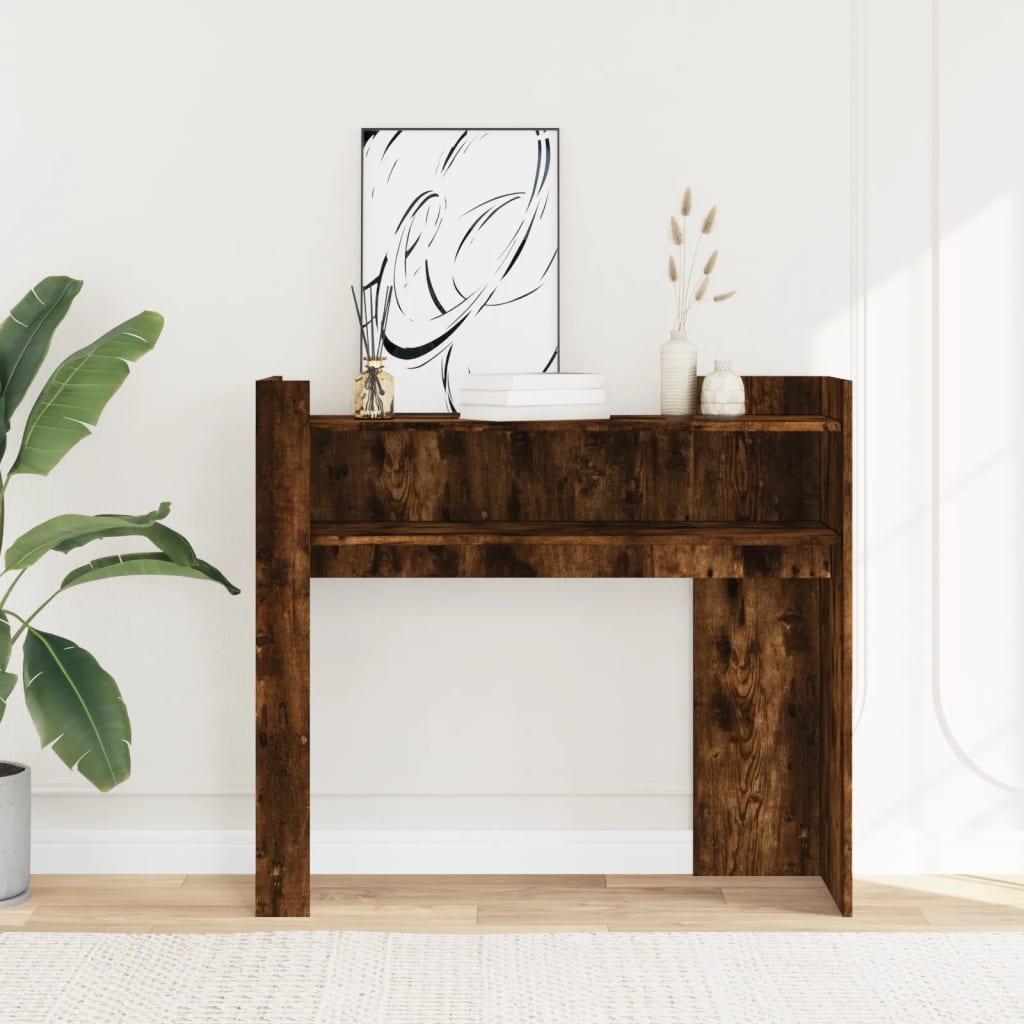 konsolbord 100x35x90 cm konstrueret træ røget egetræsfarve