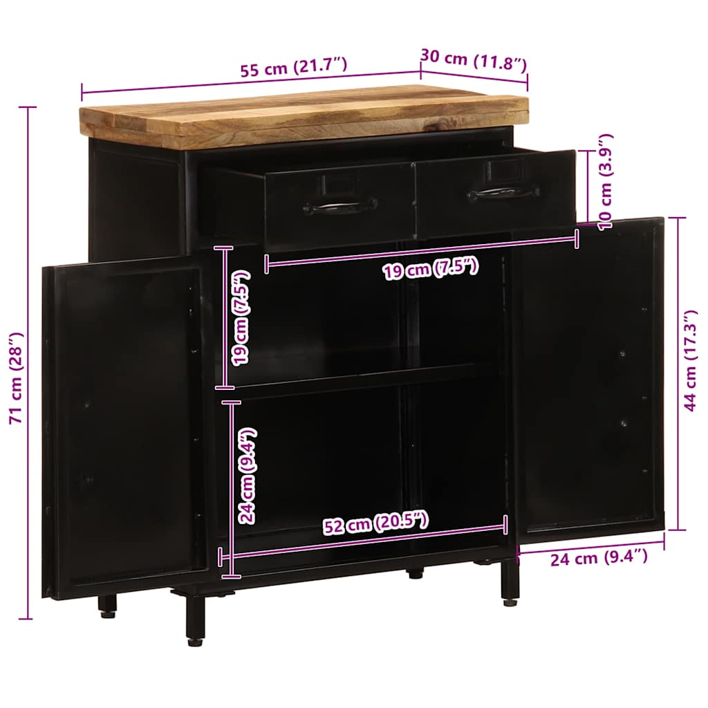 skænk 55x30x71 cm massivt mangotræ