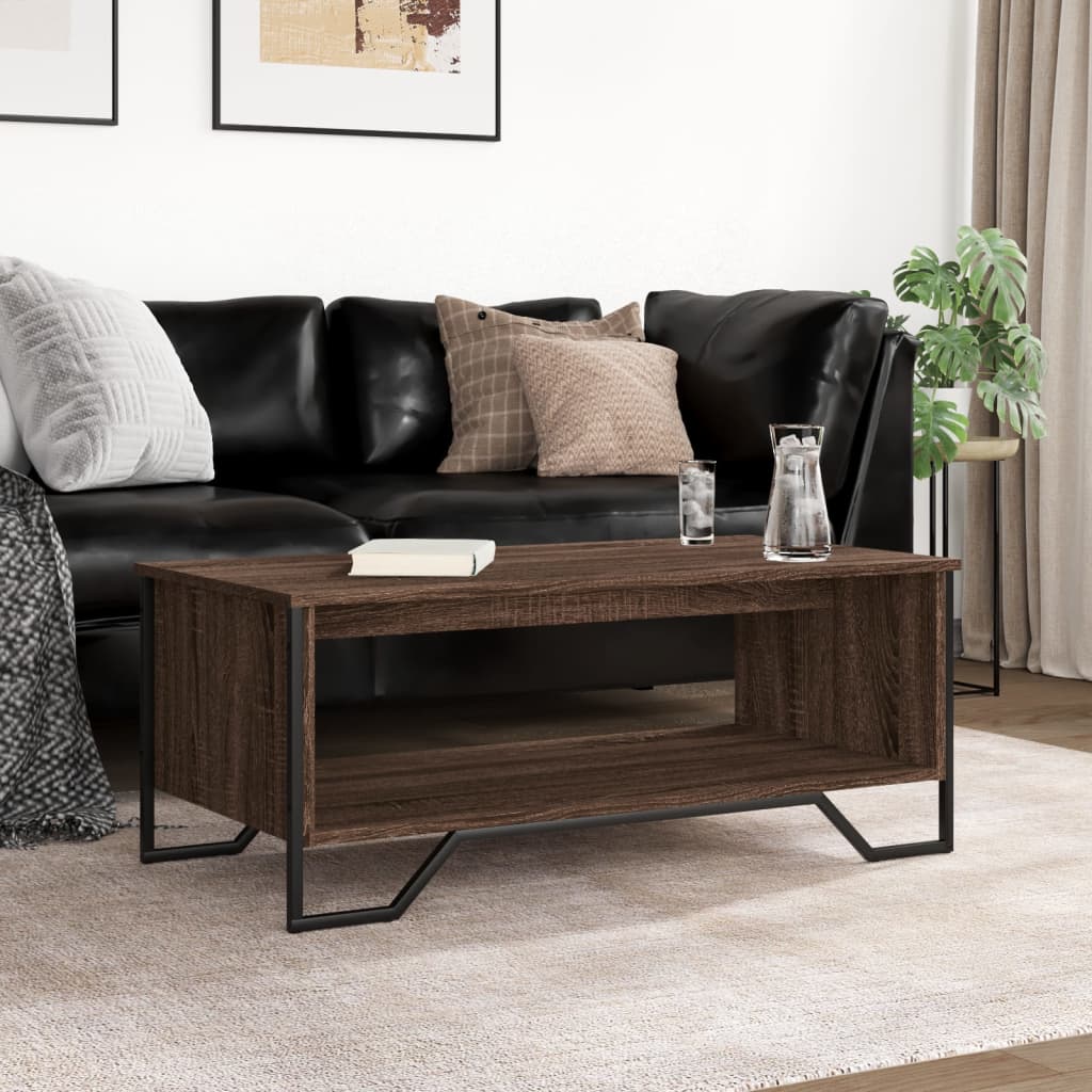 sofabord 100x51x40 cm konstrueret træ brun egetræsfarve