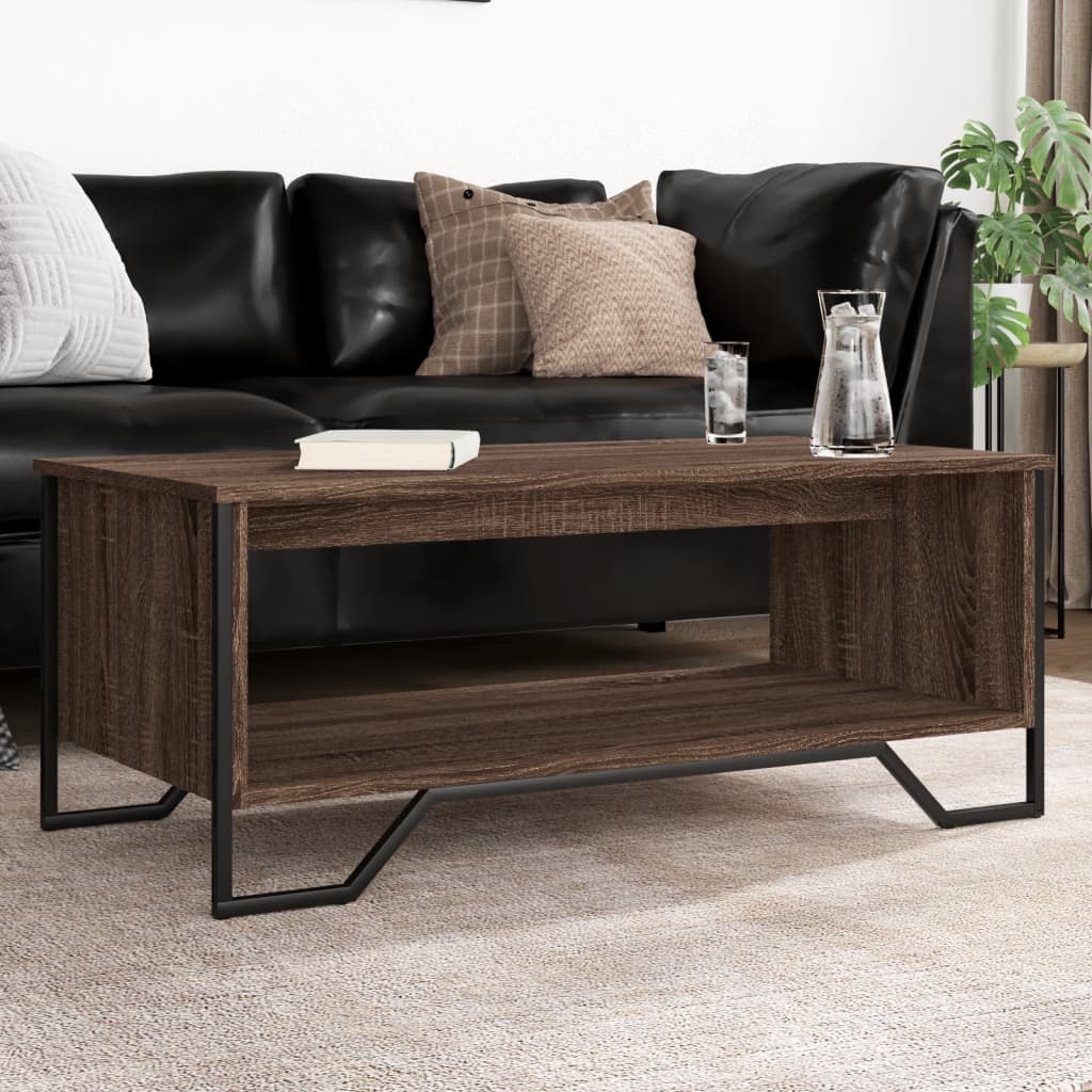 sofabord 100x51x40 cm konstrueret træ brun egetræsfarve