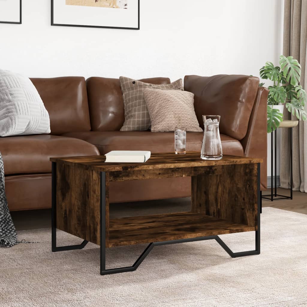 sofabord 75x51x40 cm konstrueret træ røget egetræsfarve