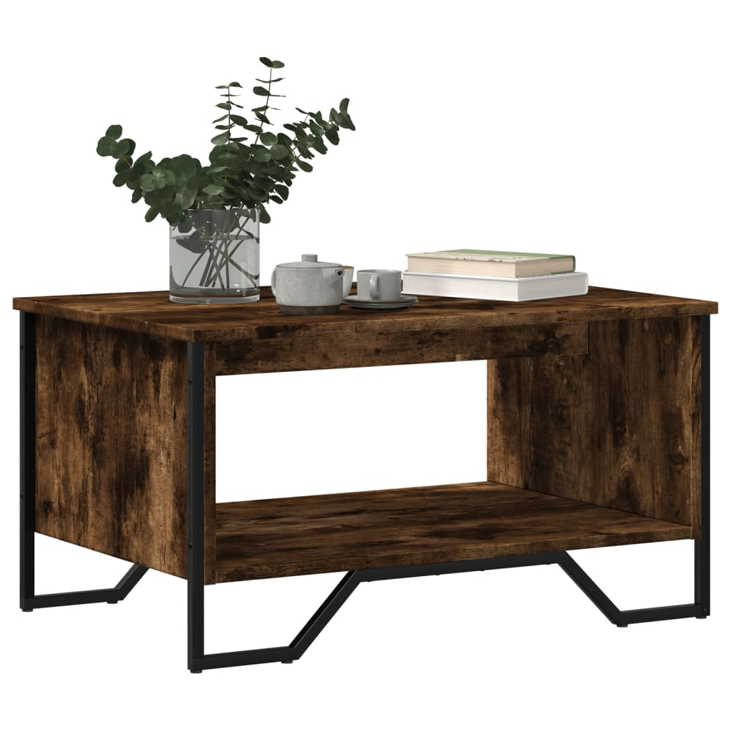 sofabord 75x51x40 cm konstrueret træ røget egetræsfarve