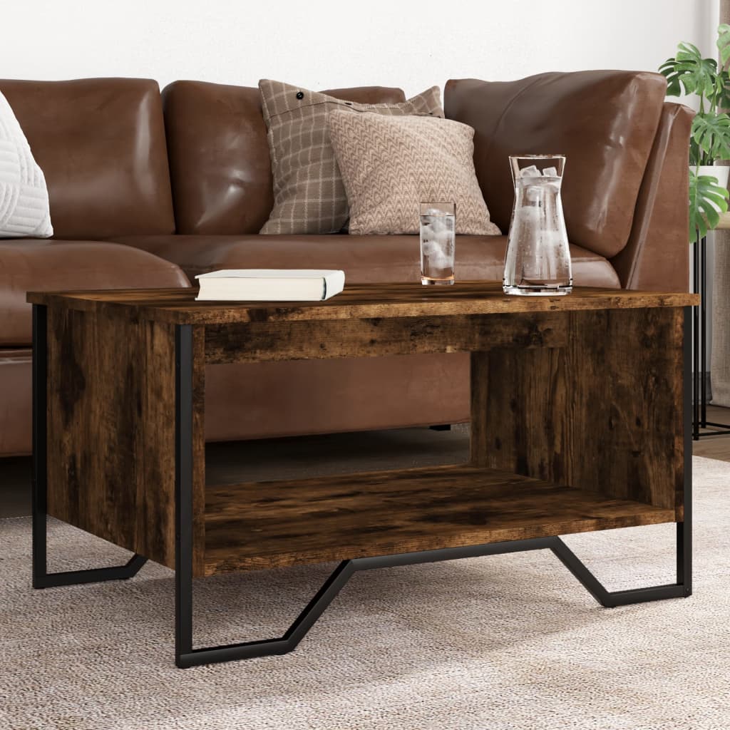 sofabord 75x51x40 cm konstrueret træ røget egetræsfarve