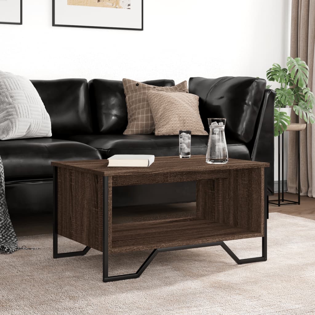 sofabord 75x51x40 cm konstrueret træ brun egetræsfarve
