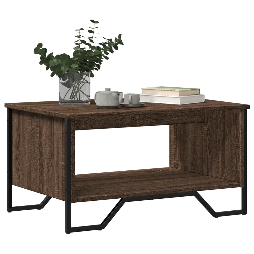sofabord 75x51x40 cm konstrueret træ brun egetræsfarve