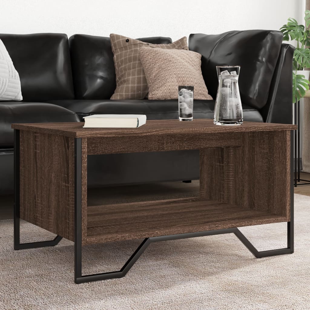 sofabord 75x51x40 cm konstrueret træ brun egetræsfarve