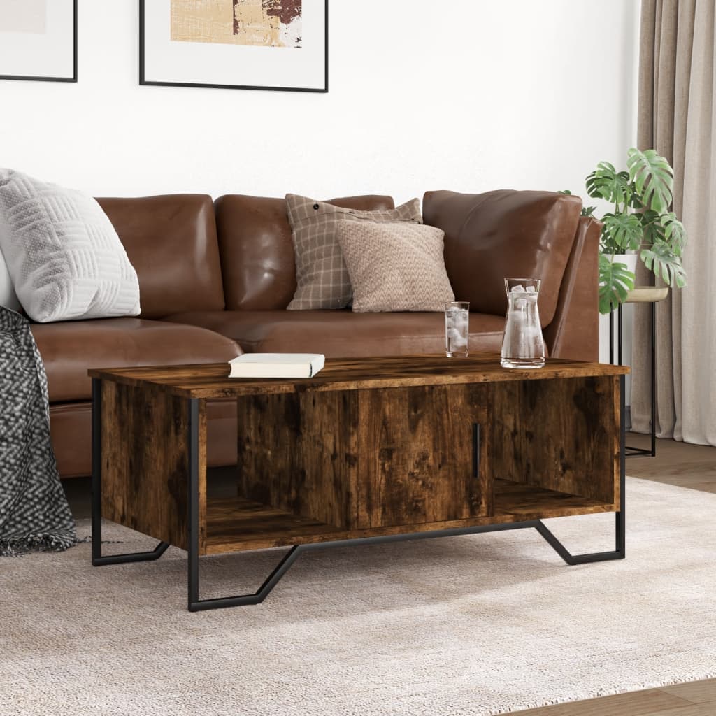 sofabord 100x51x40 cm konstrueret træ røget egetræsfarve