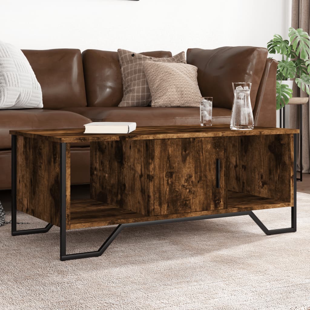 sofabord 100x51x40 cm konstrueret træ røget egetræsfarve